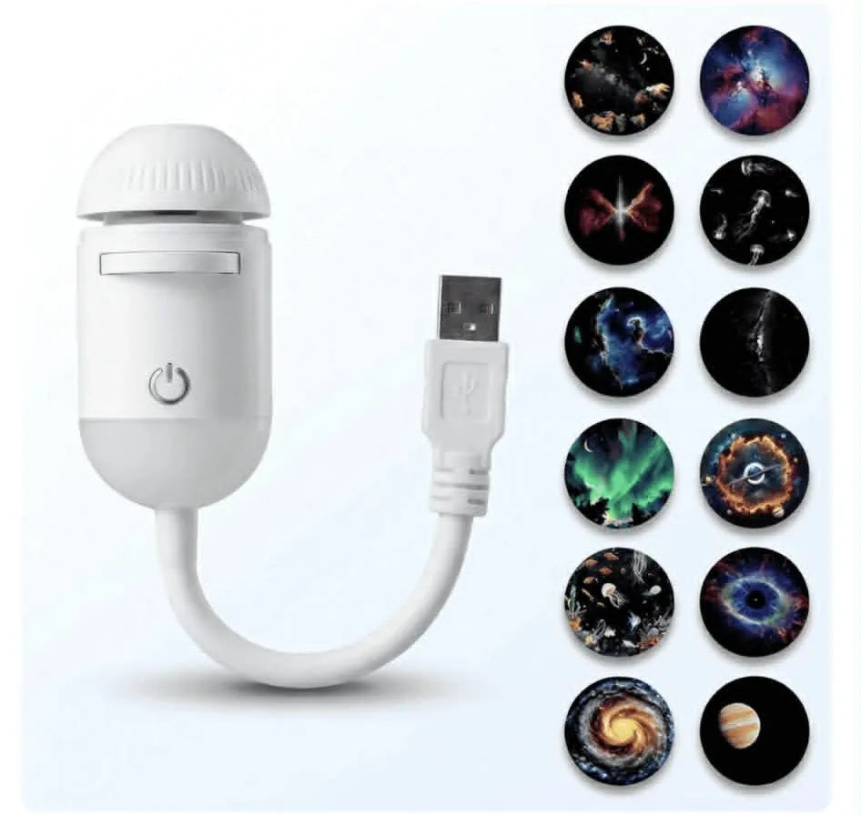 Projektor Astrio z elastycznym ramieniem USB i zestawem wymiennych slajdów z projekcjami
